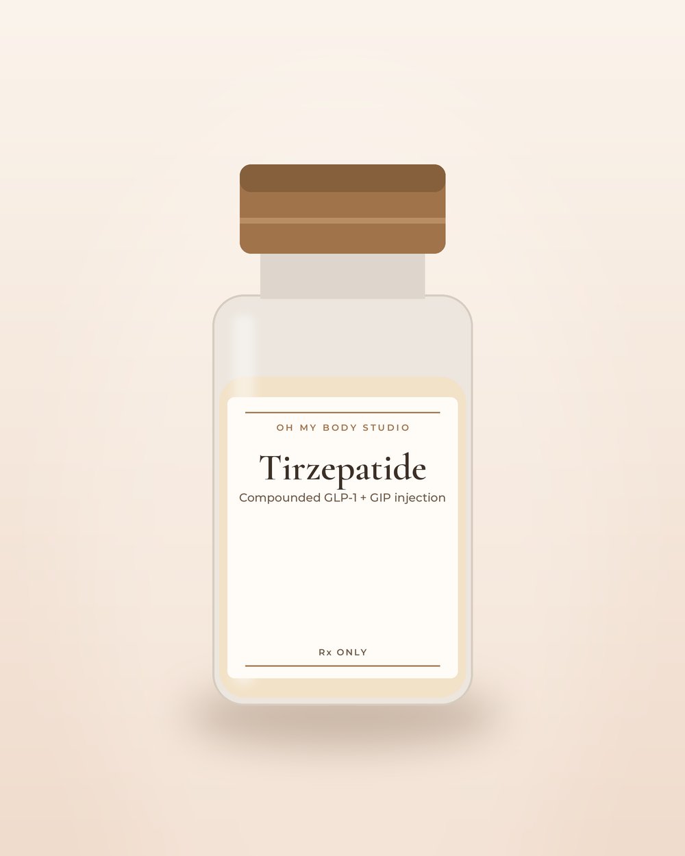 Compounded Tirzepatide by Oh My Body Studio, illustrative packaging